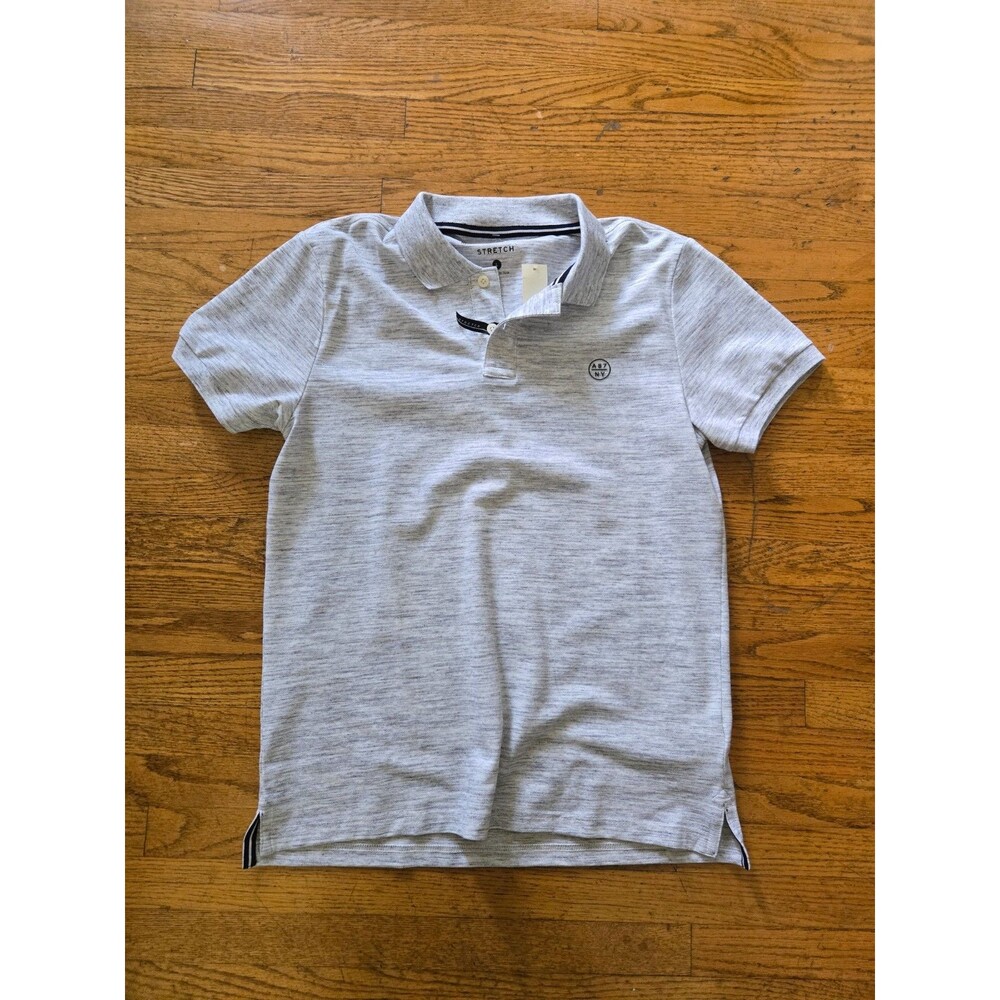 Aeropostale Polo Shirt Mens Large Gray Solid A87 Logo Short Sleeve Casual NWT